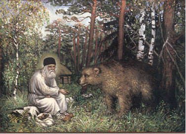 Serafim Sarovský a medveď
